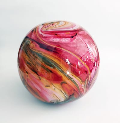 Urn-Glas-Elan-line-Red-Glasobject-1.5Ltr-Bolletje-deelbewaring-crematie-as-Bol–Glazen-Mini-urn-voor as-Kunst-Gedenkstuk-As Bol