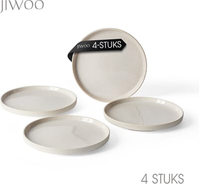 Dinerborden set van 4 (Ø20 cm/8 inch) bordenset, Pastaborden, dubbel reactief glazuur, serviesset 4 persoons, Geschikt voor restaurants, Horeca, familiefeesten, banketten en picknicks, Magnetron-vaatwasserbestendig, Keramiek