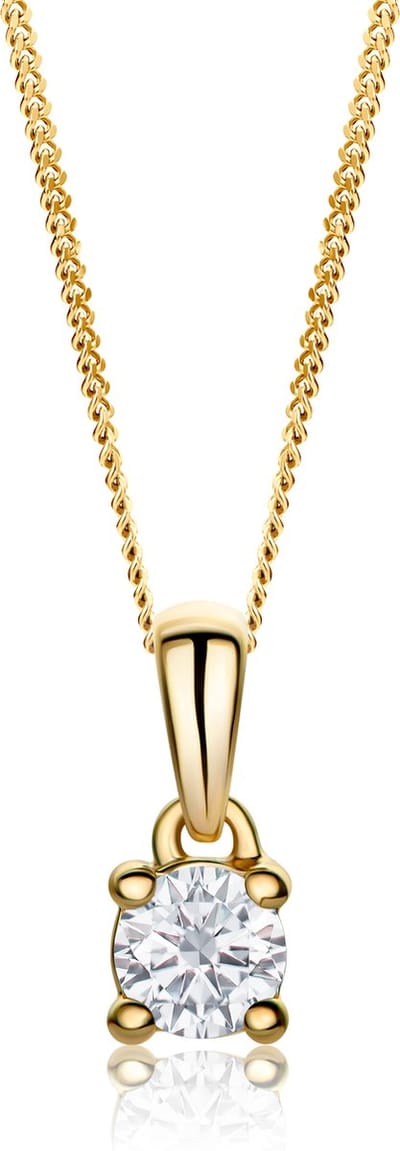 Miore Pure Collier Ketting - Gemaakt van 14 Karaat Goud - Met Diamanten - Handgemaakte Sieraden - Met Hanger - Elegante Dames Sieraden - 45 cm