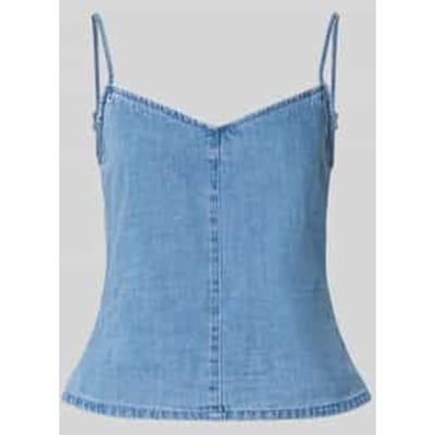 Top met linnengehalte in denimlook model 'Dot'
