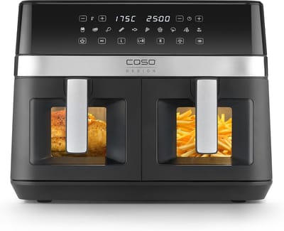 Heteluchtfriteuse Dubbel - Airfryer XL - Gezond Koken - Twee Kamers - 14 Liter - Zwart
