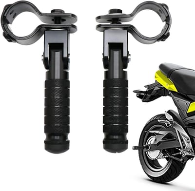 Motorfiets Voetsteunen - Motorframe Pedalen - Comfortabel Rijden - 90 Graden Vouwbevestiging - 14 x 13.8 x 4.3 cm - Zwart