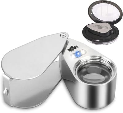 40X Metalen Vergrootglas met Verlichting - Handheld Loep voor Juwelen, Munten en Verzamelingen