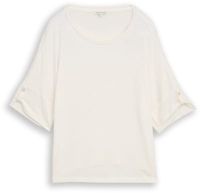 Tom Tailor - T-shirt met omgeslagen mouwen - Maat XXL - Whisper White