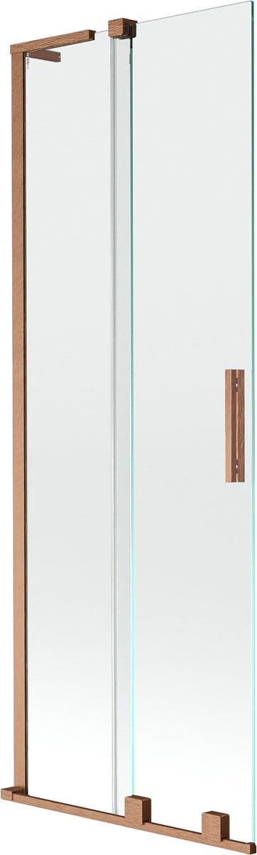 Mexen Velar L badwand 2-delige schuifbaar 75 x 150 , transparant, geborsteld koper - 896-075-003-01-65
