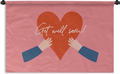 Wandkleed - Wanddoek - Sterkte - Quotes - Roze - Hand - 180x120 cm - Wandtapijt