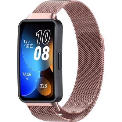 Milanees Smartwatch bandje - Geschikt voor Huawei Band 8 / Huawei Band 9 / Huawei Band 10 Milanese band - roze - Strap-it Horlogeband / Polsband / Armband