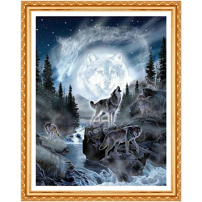 Bricolage diamant peinture sur toile 3d diamant peinture point de croix Kit broderie animaux loups photo 20X30CM gray