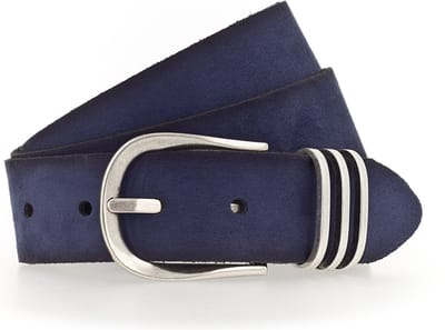 Tamaris Leren Riem Classic Velours Belt W90 Velvet Blue Blauw