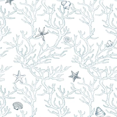 Dailygoods- Zelfklevend Behang Blauw/Wit - Zeeleven Patroon - Vinylfolie - Waterdicht - Eenvoudig aan te brengen - 44,5x500 cm - Muursticker