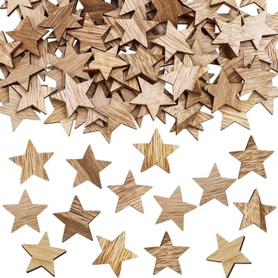 Dailygoods- Strooidecoratie 100 Stuks - Houten Sterren - Hartdecoratie - Berkensterren - Decoratie - Niet Eetbaar - Decoratiesterren