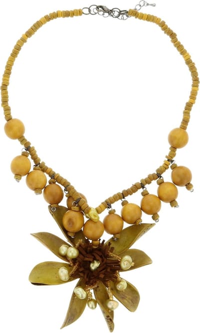 Behave - Mosterdgele ketting met bloem - Handgemaakt sieraad met natuurlijke uitstraling
