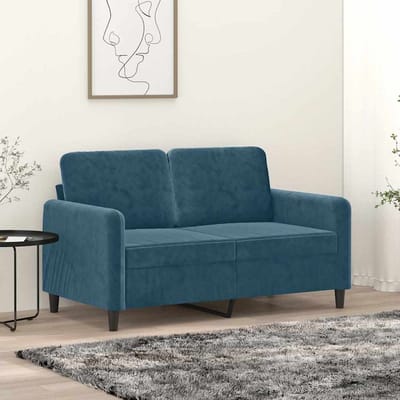 vidaXL - Tweezitsbank - 120 - cm - fluweel - blauw