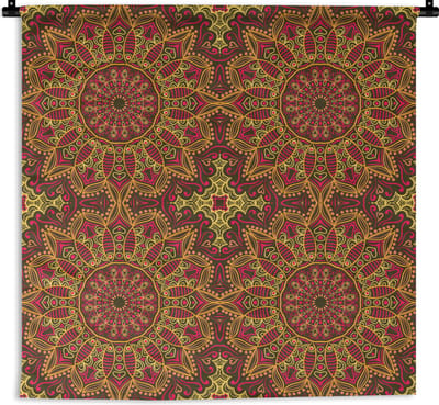 Wandkleed - Mandala - Bohemian - Hippie - Bloemen - Design - Wanddoek - Muurdoek - Katoen - Tapestry - Woondecoratie - Woonkamer - 180x180 cm - Wandtapijt - Wandkleden voor binnen - Muurdecoratie - Muurkleed
