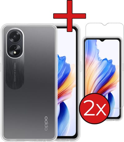 Hoesje - Met 2x Screenprotector - Geschikt voor OPPO A38 - Sterk & Shockproof - Telefoon Hoes - Back Cover - Siliconen Case - Telefoonhoes - Transparant