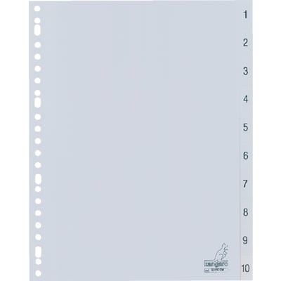 Kangaro tabbladen - A4 - PP 120 micron - grijs - 23-gaats - 10-delig cijfers