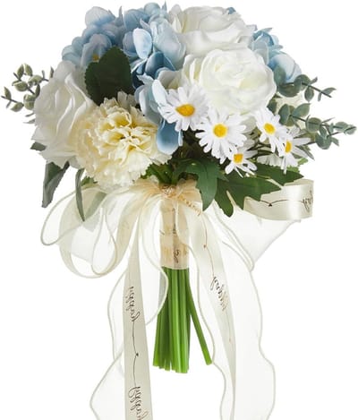 Bruidsboeket Kunstbloemen - Nep Bruiloft Boeket - Huwelijksaanzoek Feest - Handgemaakt Vakmanschap - 28 cm - Veelkleurig