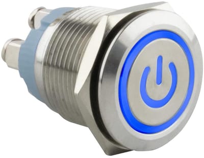 Drukknop - Schakelaar - Apparatuur Bediening - Verlicht Symbool - 19 mm - Blauw