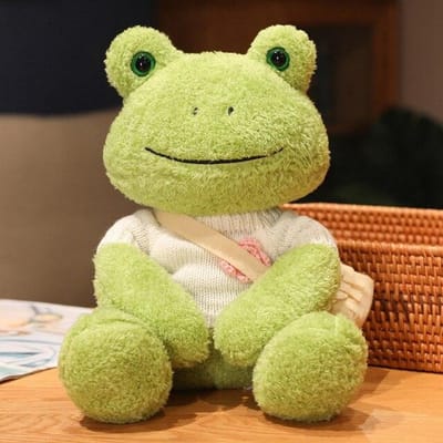 1 st 25cm schattige kikker pluchen speelgoed knuffels pop zachte kikker met trui tas kinderspeelgoed verjaardagscadeau kerstcadeau voor kinderen 35cm