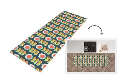 Keukenloper 150x50 cm - Keukenmat vinyl Retro - Bloemen - Scandinavisch - Keukenmatten loper - Keuken vloerkleed tapijt