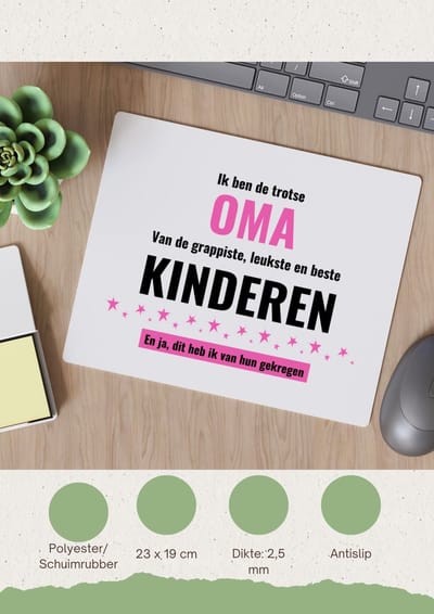 Akyol - ik ben de trotste oma van de grappigste, leukste en beste kinderen Muismat - Oma - de trotste oma - verjaardag - verjaardagscadeau - cadeau - beste kinderen - cadeautje voor oma - oma artikelen - kado - geschenk - gift - 23 bij 19 cm