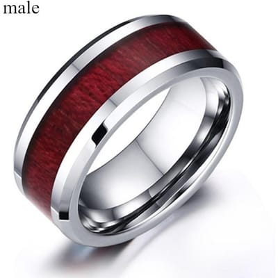 Mode Koppelringen Vrouwen Hart Wit Kristal CZ Ringen Set Rood Hout Inleg Mannen Roestvrij Staal Ring Bruiloftsring Sieraden Cadeau 12 black