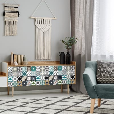 Decoratieve meubelstickers - 24 authentieke Dioz cementtegel meubelstickers - 24 stickers 10x10cm