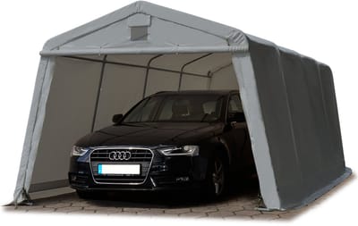 TOOLPORT Tentgarage 3,3 × 6,2 m Premium Carport van PE 600 N – Overkapping / Opslagtunnel, Grijs