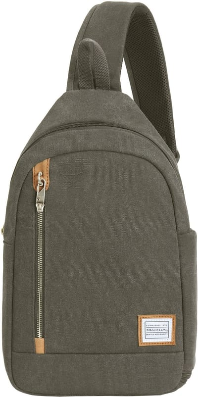 Travelon Heritage Anti-diefstal Sling Bag – Sage – Crossbody met RFID, snijbestendige band & vergrendelbare ritsen