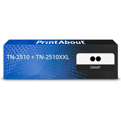PrintAbout huismerk Toner TN-2510 + TN-2510XXL Zwart Multipack Extra hoge capaciteit Geschikt voor Brother