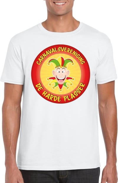 Carnavalsvereniging De Harde Plasser fun t-shirt heren wit - Limburg carnaval verkleedkleding S