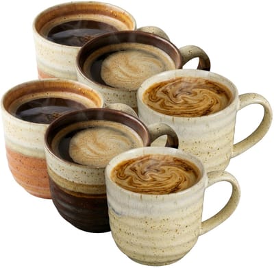 Mica Decorations Koffiemok Ethan - 6x stuks - 7 x 8 cm - porselein - theemok
