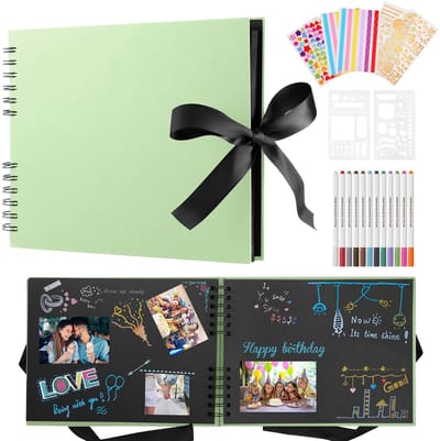 Dailygoods- Fotoalbum 29,5 x 21 cm - 80 pagina's - Scrapbook - Plakboekset - Inclusief 12 metallic kleurstiften - Geschikt voor 240 foto's