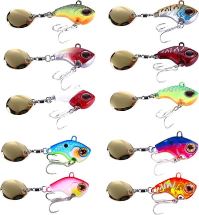 Set van 10 Spinner Vissen Lures - Jig Spinner, Trout Spoons en Lead Head Spinner voor Snoek, Zander en Meerval