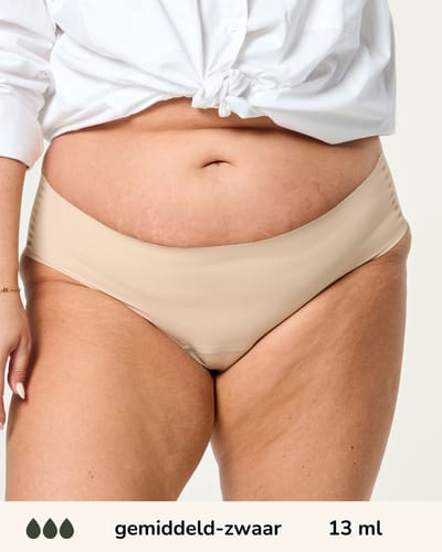 Moodies menstruatie ondergoed - Hiphugger - gemiddeld/zwaar kruisje - maat XXL - beige