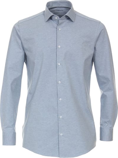 VENTI modern fit overhemd - jersey - blauw - Strijkvriendelijk - Boordmaat: 39