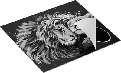 Chefcare Inductie Beschermer Gekleurde Leeuw en Leeuwin - Abstract - Zwart Wit - 60x50 cm - Afdekplaat Inductie - Kookplaat Beschermer - Inductie Mat