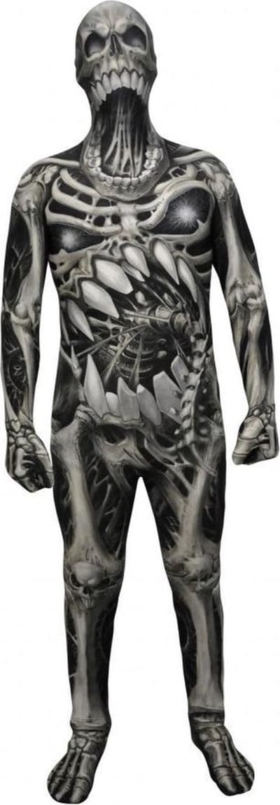 Morphsuits™ Monster: Skull And Bones Kids - SecondSkin - Verkleedkleding - 105/119 cm