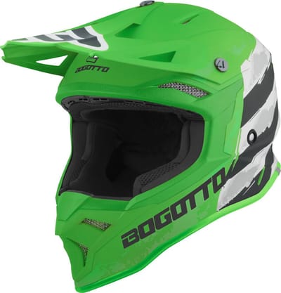 Bogotto V337 Wild-Ride Groen Zwart Wit Crosshelm - Helm