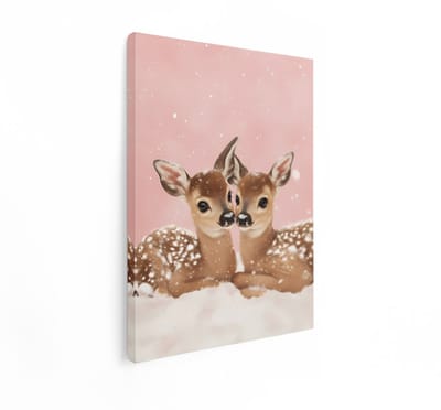 Artaza Canvas Schilderij Hert - 30x40 cm - Wanddecoratie Babykamer - Muurdecoratie Dieren Kinderkamer - Schilderijen Op Canvas Roze