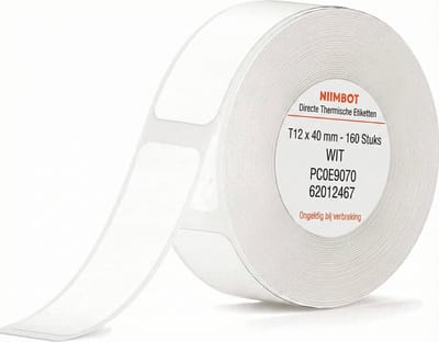 Niimbot - Labels - Etiketten - Geschikt voor D110 - D11 - D101 - 12 x 40 mm - 160 vellen - Wit