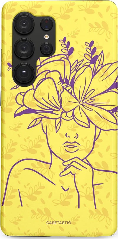 Casetastic hoesje geschikt voor Samsung Galaxy S25 Ultra - Dubbellaagse bescherming - Floral Essence - Fashion Case - Goud Beige