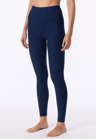Legging met hoge taille, fijnrib, admiraalblauw - SCHIESSER Active XL