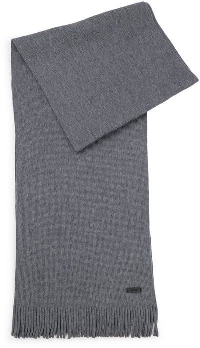 BOSS Sjaal Albas Knitted Scarf Grey Blauwgrijs