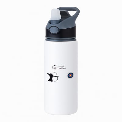 Hacebo® - Boogschieten met naam waterfles met rietje zwart - Sport - Boogschieters - Cadeau - Verjaardag - Geschenk - Gepersonaliseerde Jongens en meisjes - water fles - 650ML