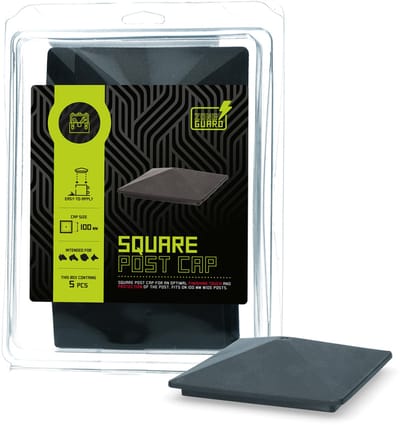 ZoneGuard Vierkant paalkapje - 75 x 75mm - Voor Afrastering - Omheiningsaccessoire - Geschikt voor Runderen, Paarden, Honden - Veedieren - Zwart