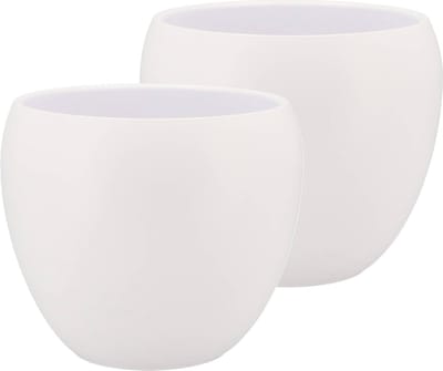 DK Design Bloempot/plantenpot - 2x - Vinci - wit mat - voor kamerplant - D19 x H22 cm