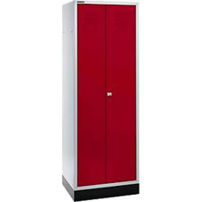 Kledinglocker - B 630 x D 500 x H 1800 mm - 2 draaideuren - met cilinderslot - lichtgrijs/robijnrood - ons merk Schäfer Shop Select