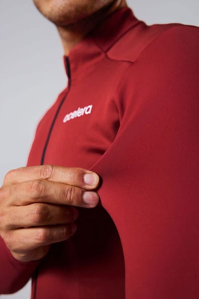 Acelera Intermediate Fleece Winter Jacket Burgundy Red - Thermo - Fietsjack - Wielrenjack - Fietsjas - Heren - Fietsshirt Lange Mouwen- Maat XL