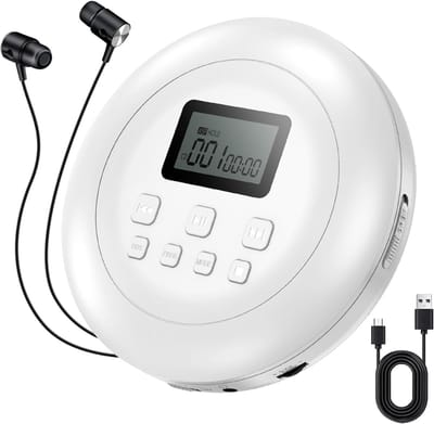 VH Supplies® Discman CD Speler - Draagbare CD-Speler - Compact Disc-Speler - Wit